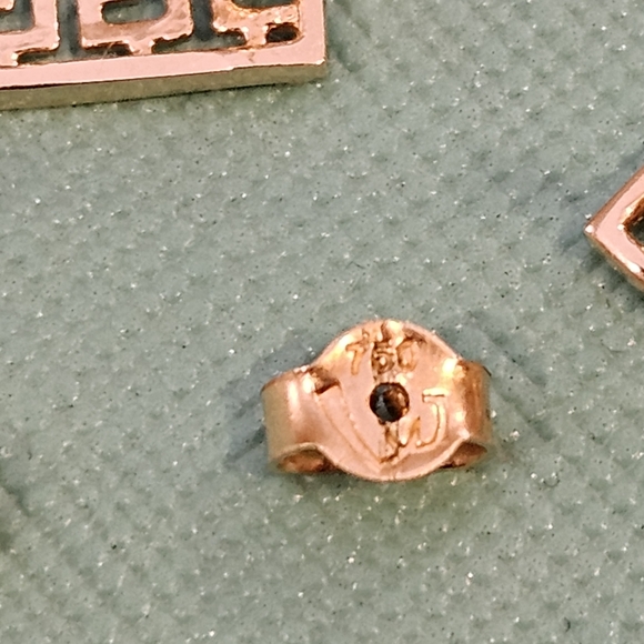 Two Tone 18k Gold Greek Key Stud Earrings - Picture 12 of 13